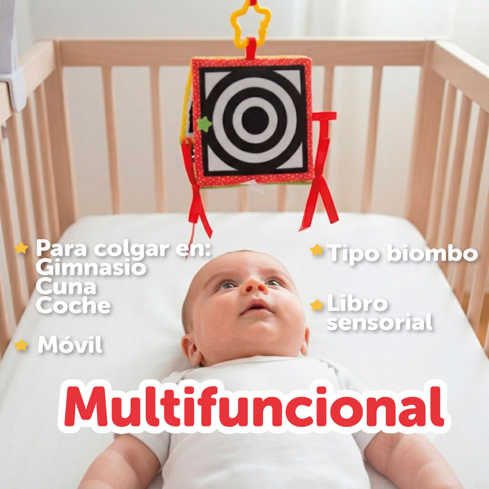 Libro de tela blanco y negro para bebé - Tríptico